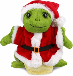 DolliBu Santa Sea Turtle Stuffed Animal Plush Hand Puppet - Super Soft Ocean Life Animal Dress Up with Santa Claus Outfit, Perfect Holiday with Name Personalization - 10 Inch