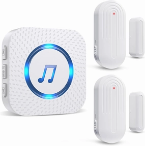 Door Chime,SanJie Wireless Door Sensor Chime When Door Opens,Door Entry Alarm Chime for Business/Home/Kids,500 FT Range,26 Chimes 5 Adjustable Volume Door Ringer Alert 2 Sensors   1 Receivers
