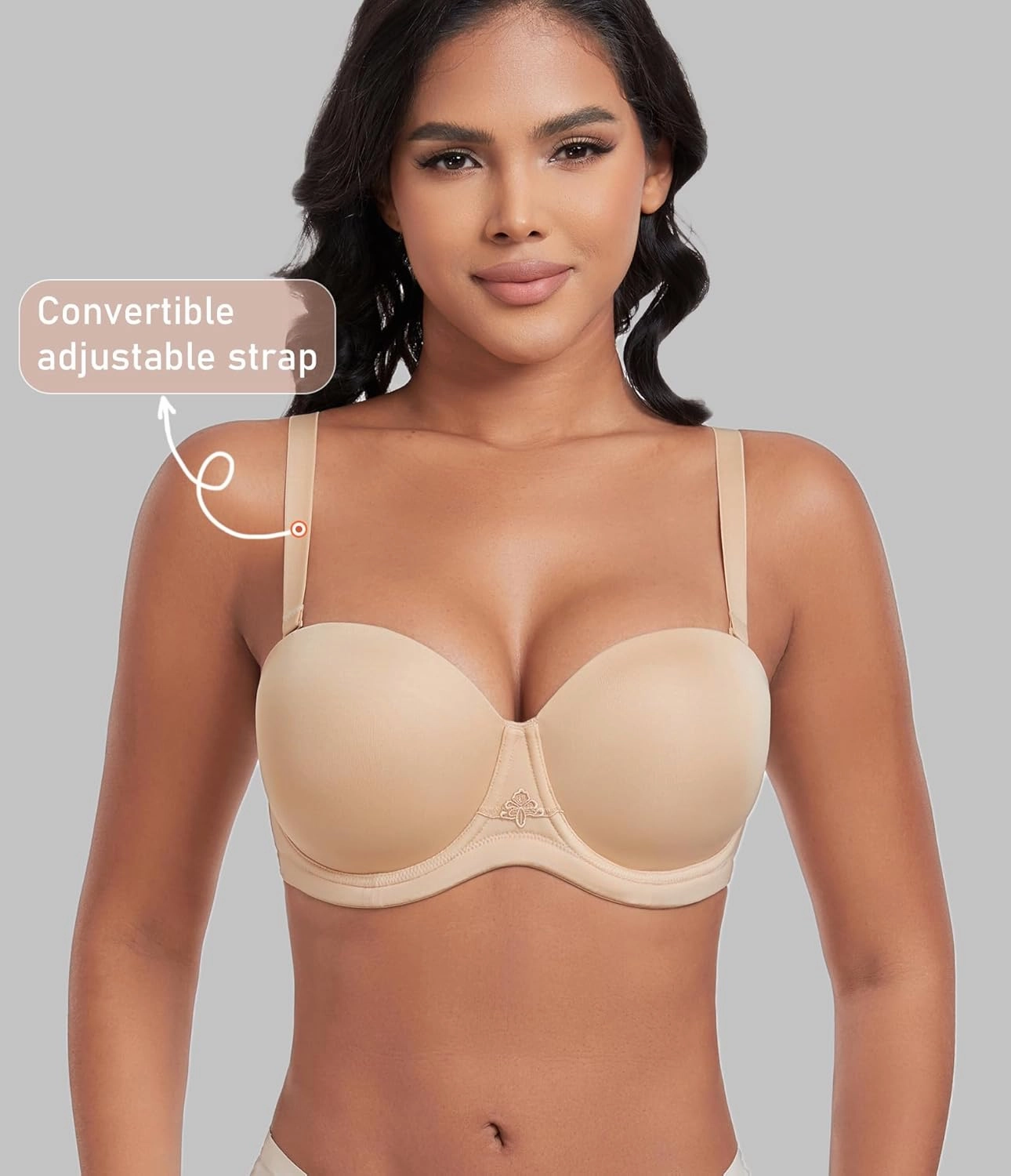 DotVol Women's Multiway Strapless Bra Full Figure Underwire Contour Beauty Back Plus Size Bra
