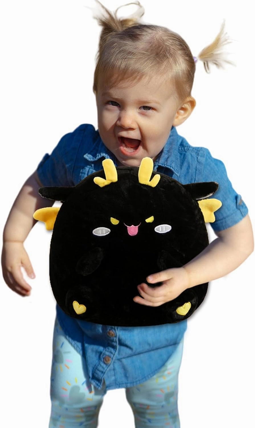 Dragon Stuffed Animal Plush Toy - Chubby & Adorable Plushie Bolster Doll for Kids - Accompanied Sleeping Ragdoll for Children (Black,Large-23 inch)