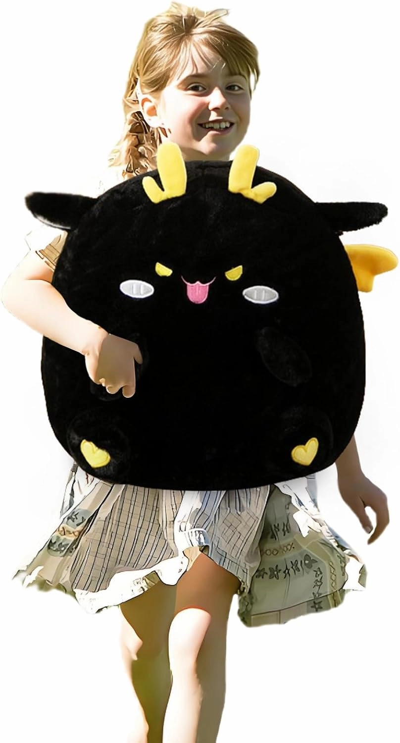 Dragon Stuffed Animal Plush Toy - Chubby & Adorable Plushie Bolster Doll for Kids - Accompanied Sleeping Ragdoll for Children (Black,Large-23 inch)