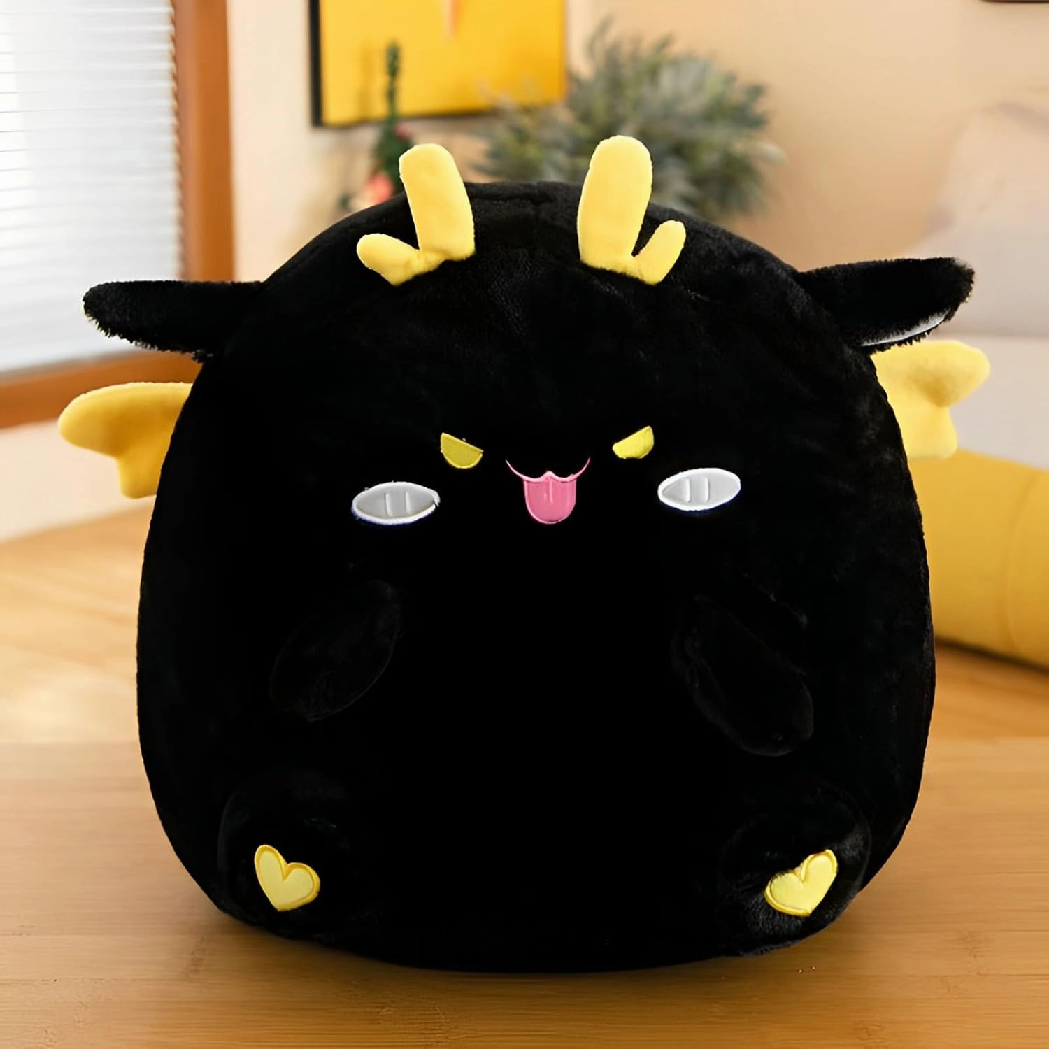 Dragon Stuffed Animal Plush Toy - Chubby & Adorable Plushie Bolster Doll for Kids - Accompanied Sleeping Ragdoll for Children (Black,Large-23 inch)
