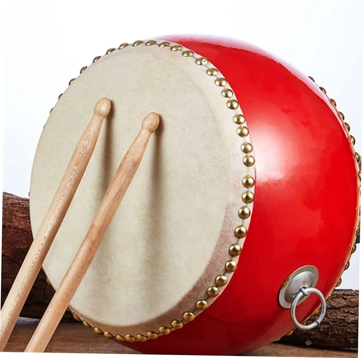 Drum Wooden Percussion Instrument with Sticks and Straps Performance Prop for Bright Colors to Stimulate Music Sense and Hand Eye Coordination