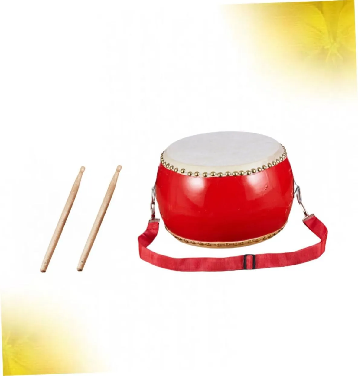 Drum Wooden Percussion Instrument with Sticks and Straps Performance Prop for Bright Colors to Stimulate Music Sense and Hand Eye Coordination