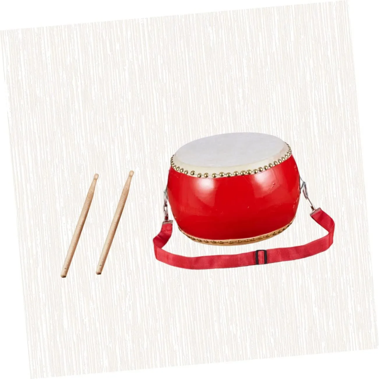 Drum Wooden Percussion Instrument with Sticks and Straps Performance Prop for Bright Colors to Stimulate Music Sense and Hand Eye Coordination