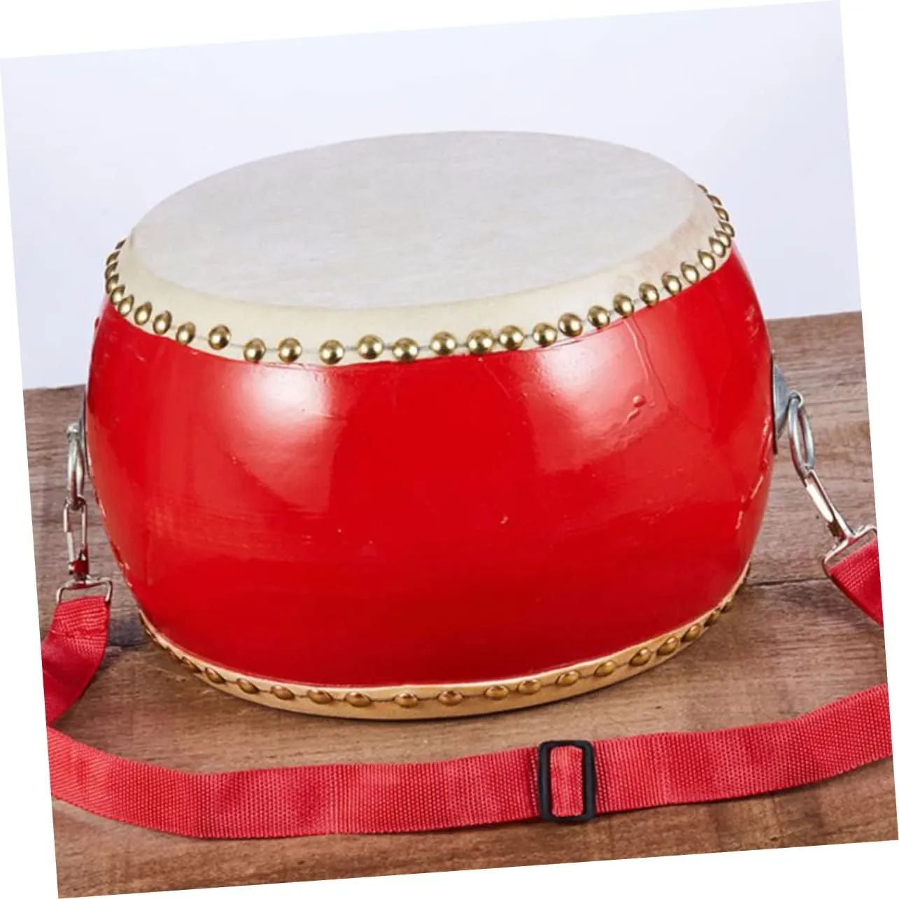 Drum Wooden Percussion Instrument with Sticks and Straps Performance Prop for Bright Colors to Stimulate Music Sense and Hand Eye Coordination