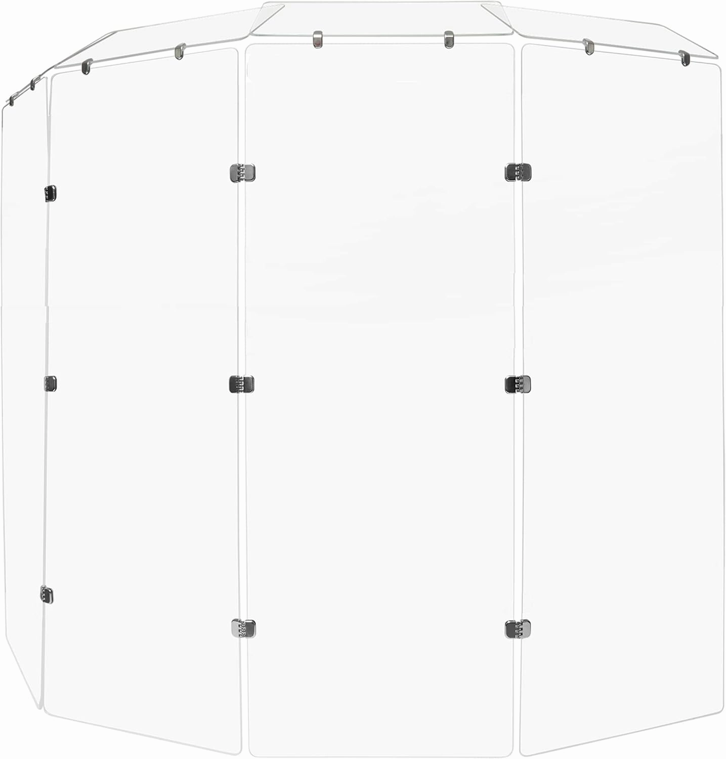 Drum Shield 5.5ft w/Deflectors & Chrome Hinges, Comes w/ 4 Drum Panels, 4 Deflectors, Chrome Hinges & Deflector Connectors, Premium Clear Acrylic Panels