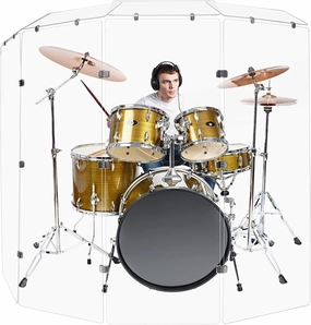 Drum Shield 5.5ft w/Deflectors & Chrome Hinges, Comes w/ 4 Drum Panels, 4 Deflectors, Chrome Hinges & Deflector Connectors, Premium Clear Acrylic Panels