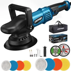 Dual Action Polisher, 980W 5/6 Inch, 9MM Random Orbital Buffer Polisher for Car Detailing, 2800-5800RMP, 6 Variable Speed Buffer Polisher with 8 Detachable Pads