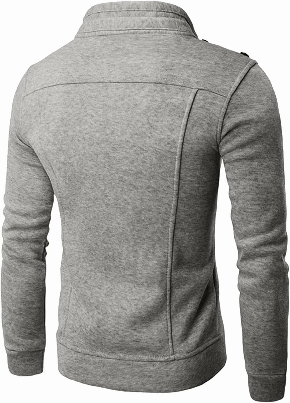 DuDubaby Men's Fashion Casual Loose Stand Collar Button Decorated Sweatshirt Jacket