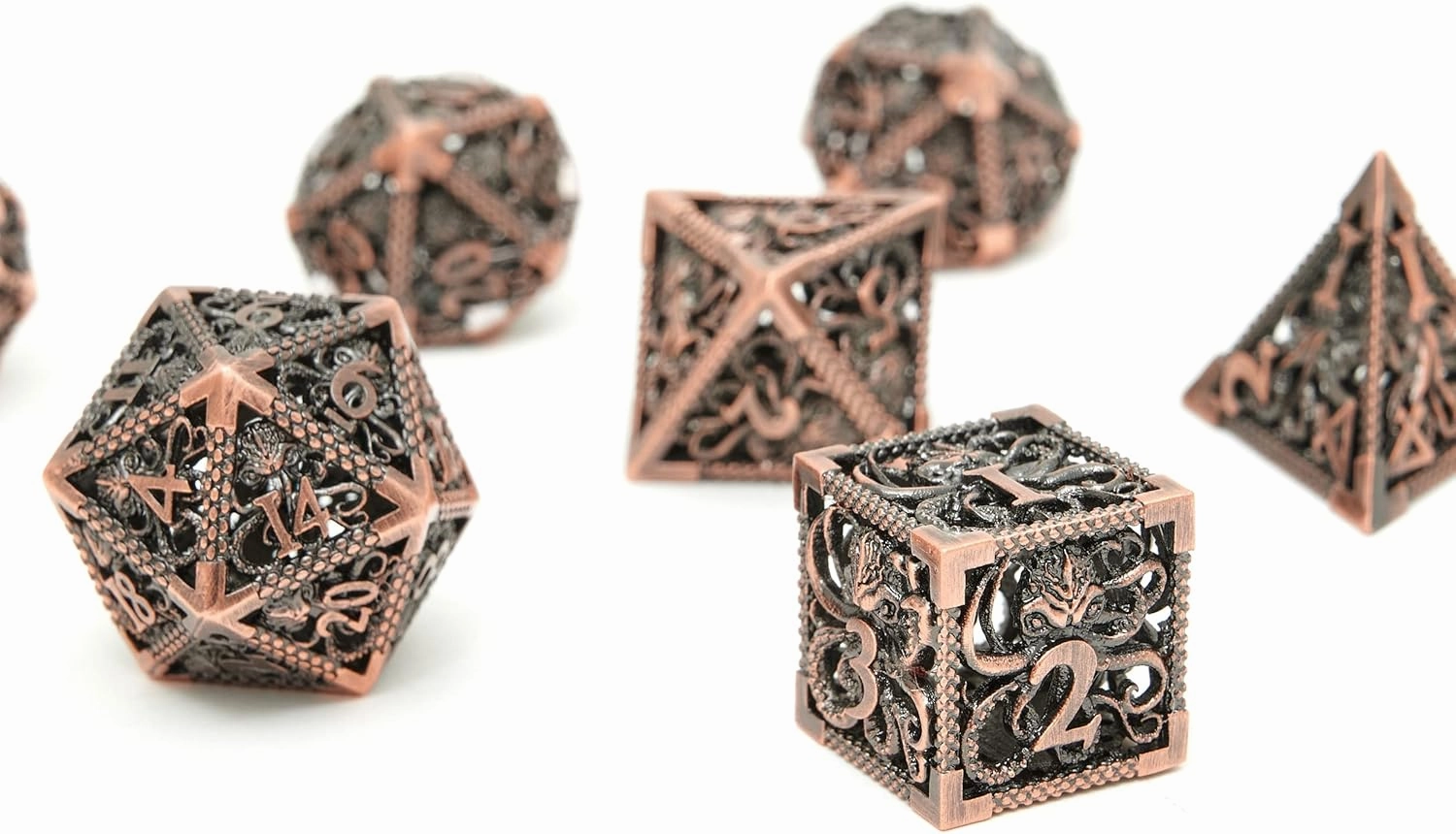 Dungeons and Dragons Dice DND Dice Set D and D dice Set D20 MTG Metal Dice Set Hollow Polyhedral Dice Role Playing Dice with Octopus Motifs for Dungeons and Dragons RPG Table Games