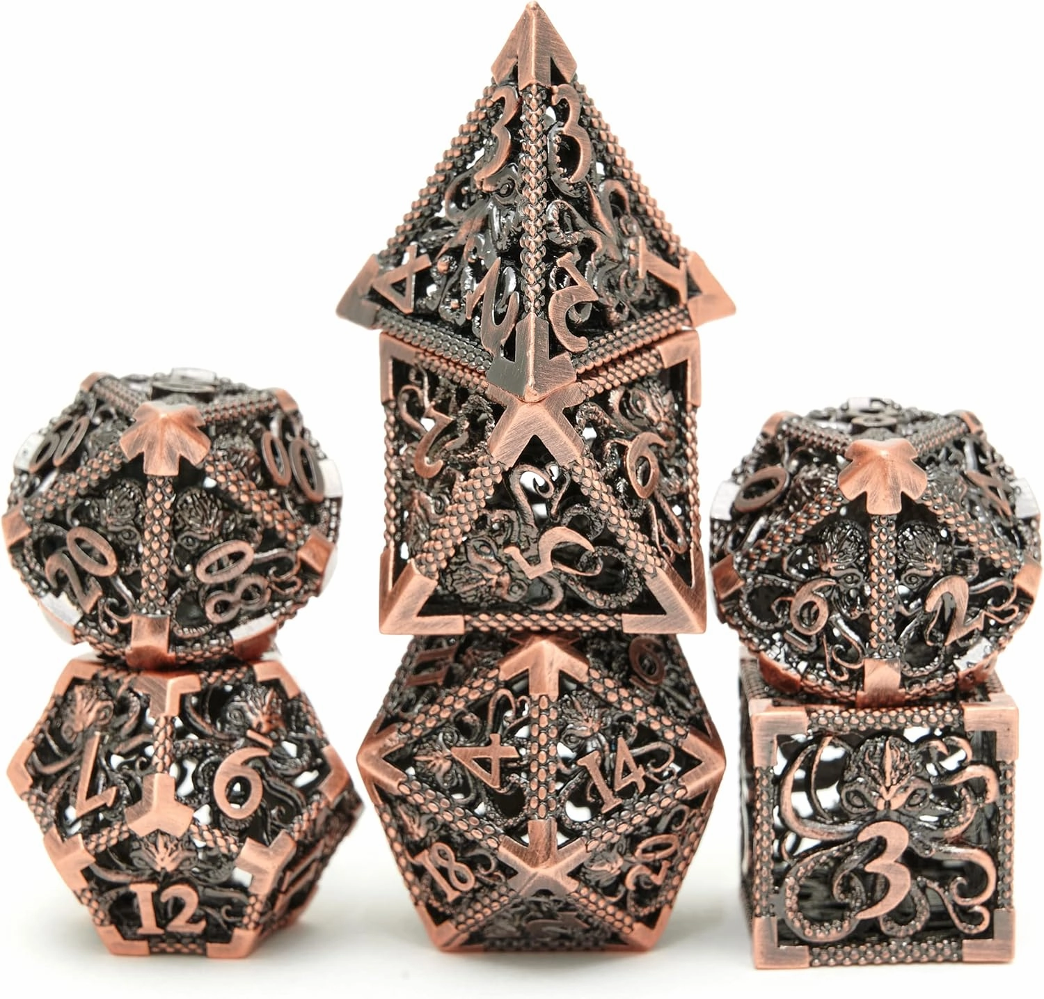 Dungeons and Dragons Dice DND Dice Set D and D dice Set D20 MTG Metal Dice Set Hollow Polyhedral Dice Role Playing Dice with Octopus Motifs for Dungeons and Dragons RPG Table Games