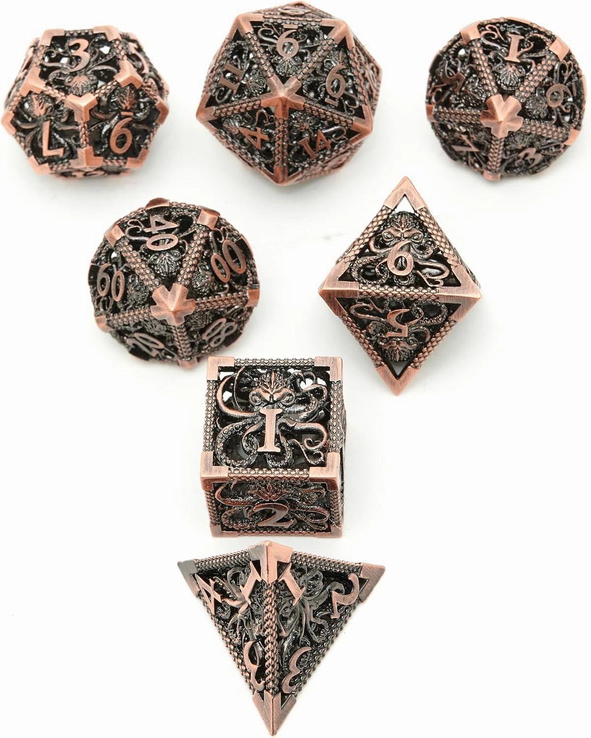 Dungeons and Dragons Dice DND Dice Set D and D dice Set D20 MTG Metal Dice Set Hollow Polyhedral Dice Role Playing Dice with Octopus Motifs for Dungeons and Dragons RPG Table Games