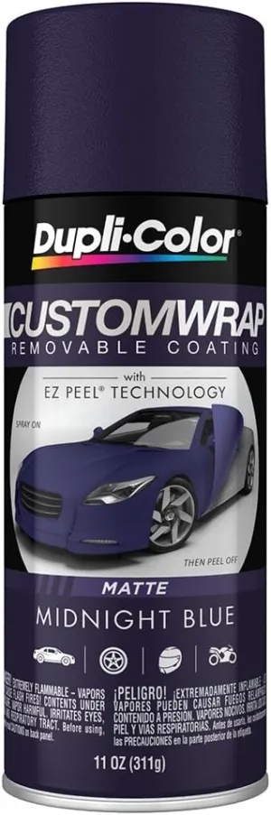 Dupli-Color ECWRC8127 Custom Wrap Matte Removable Automotive Paint – Midnight Blue Spray Paint - 11 oz. Aerosol Can