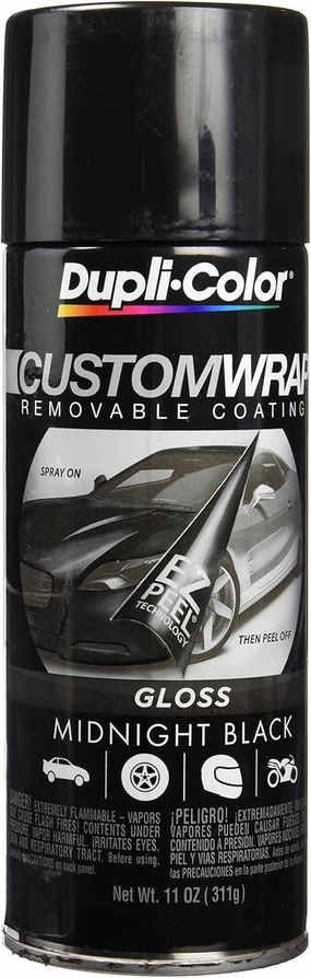 Dupli-Color ECWRC8400 Custom Wrap Gloss Removable Automotive Paint - Midnight Black Spray Paint - 11 oz. Aerosol Can