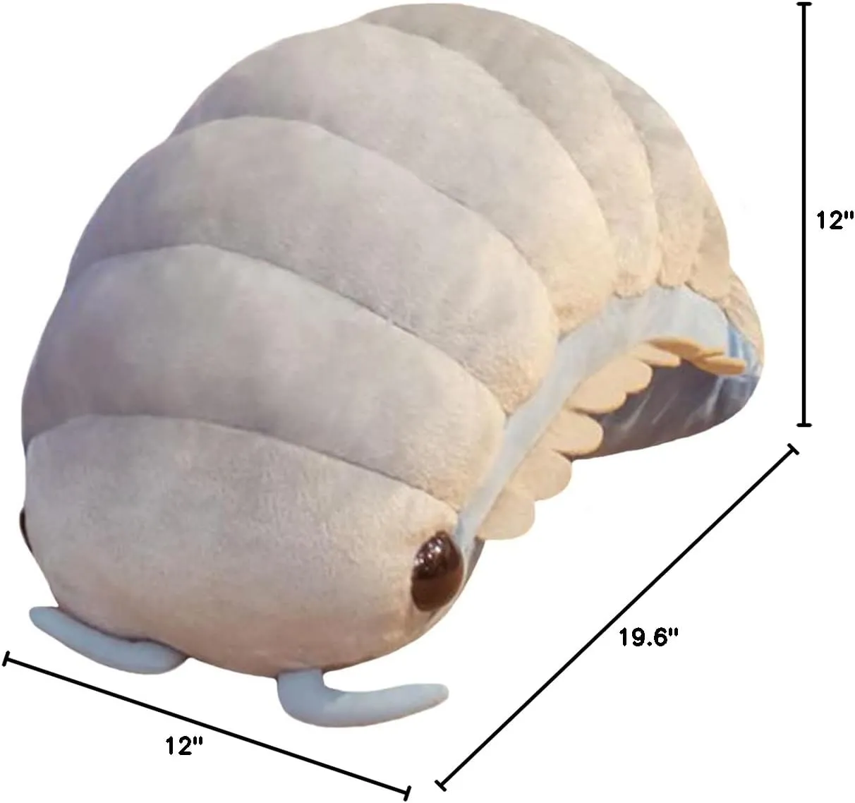 ELAINREN Large Pill Bug Plush Soft Pillow Lifelike Insect Stuffed Animals Toy Cute Fluffy Insect Isopod Plushie Doll Gifts/19.6''(Gray/Blue)