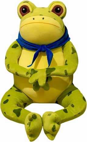 ELAINREN Lifelike Big Frog Plush with Scraf,Ultra-Soft Realistic Green Froggy Stuffed Pillow Cuddle and Fluffy Tree Frog Plushie Doll Gifts/21.6''