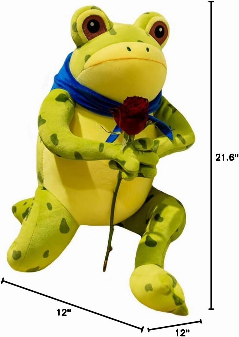 ELAINREN Lifelike Big Frog Plush with Scraf,Ultra-Soft Realistic Green Froggy Stuffed Pillow Cuddle and Fluffy Tree Frog Plushie Doll Gifts/21.6''