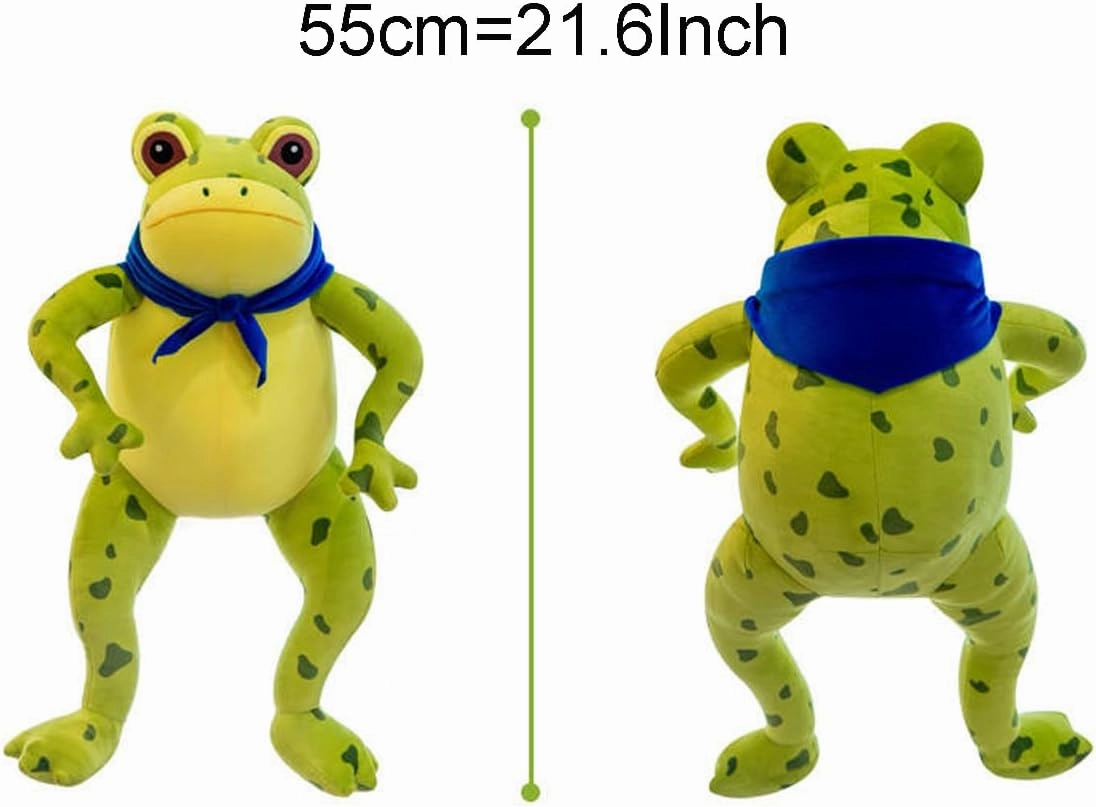 ELAINREN Lifelike Big Frog Plush with Scraf,Ultra-Soft Realistic Green Froggy Stuffed Pillow Cuddle and Fluffy Tree Frog Plushie Doll Gifts/21.6''