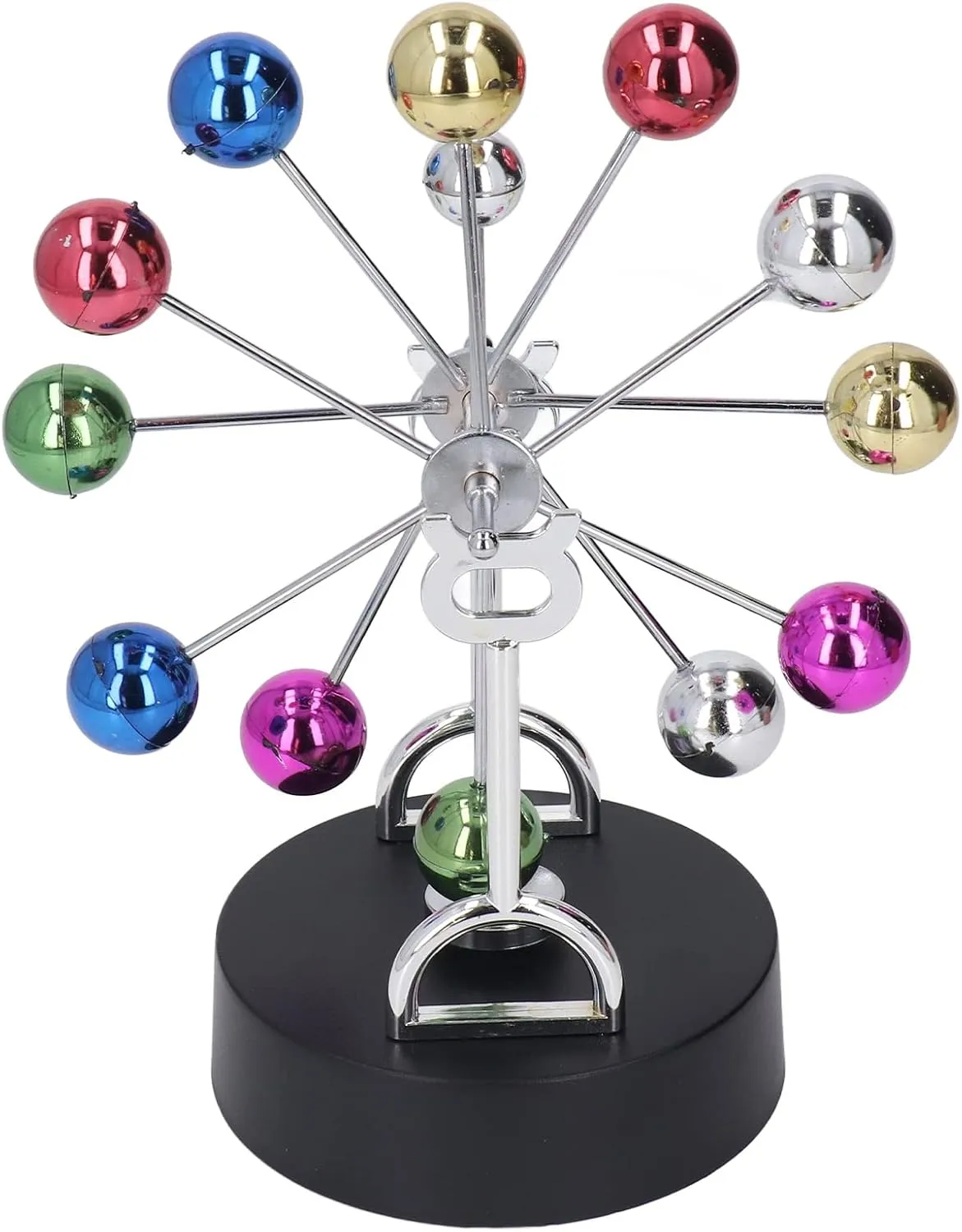 Electric Magnetic Rotation Ferris Wheel,Metal Ball Perpetual Motion Desk Toy,Perpetual Motion Science Toy for Ornaments