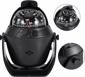 Electronic Navigation Compass, High Exact LED Light Pivoting Compass, Boat Compass for Marine Boat Ship and Truck, Adjustable Mounting Bracket