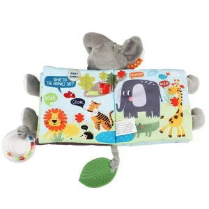 Elephant Touch and Feel Baby Books Toys 0-6 Months, Loveys Crinkle Books for Babies,Infant Toys 6-12-18 Months 1-2 Year Old, Baby Shower Christmas Gifts Soft Cloth Book for Boys Girls - Small Edition