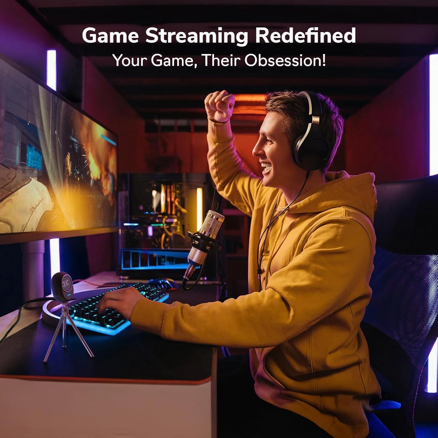 EMEET Piko  Webcam 4K, World's 1st Dual-Camera AI-Powered 4K Webcam, 1/2.55'' Sony Sensor, 3 Mics&3 Sound Modes, Panda Magnetic Privacy Cover, USB C-C&C-A, Ideal for Livestreamers and Content Creators