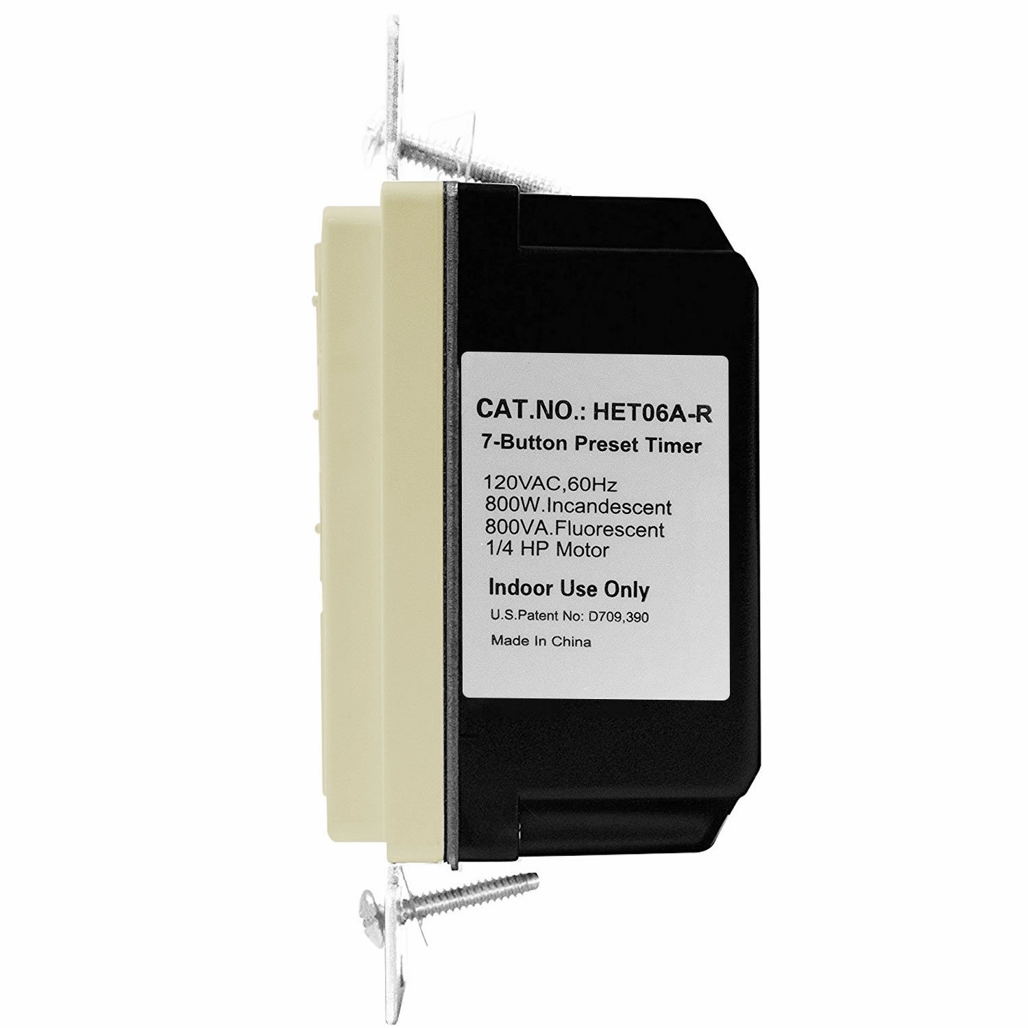 ENERLITES Countdown Timer Switch for bathroom fans and household lights, 1-5-10-15-20-30 Min Settings with Manual Override, Always On Blue LED, Neutral Wire Required, UL Listed, HET06A-R-I, Ivory