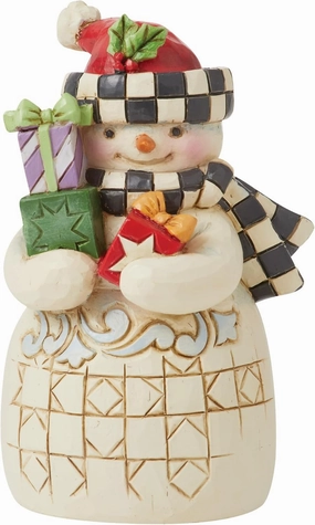 Enesco Jim Shore Heartwood Creek Four Seasons Mini Snowman with Checkered Hat Figurine