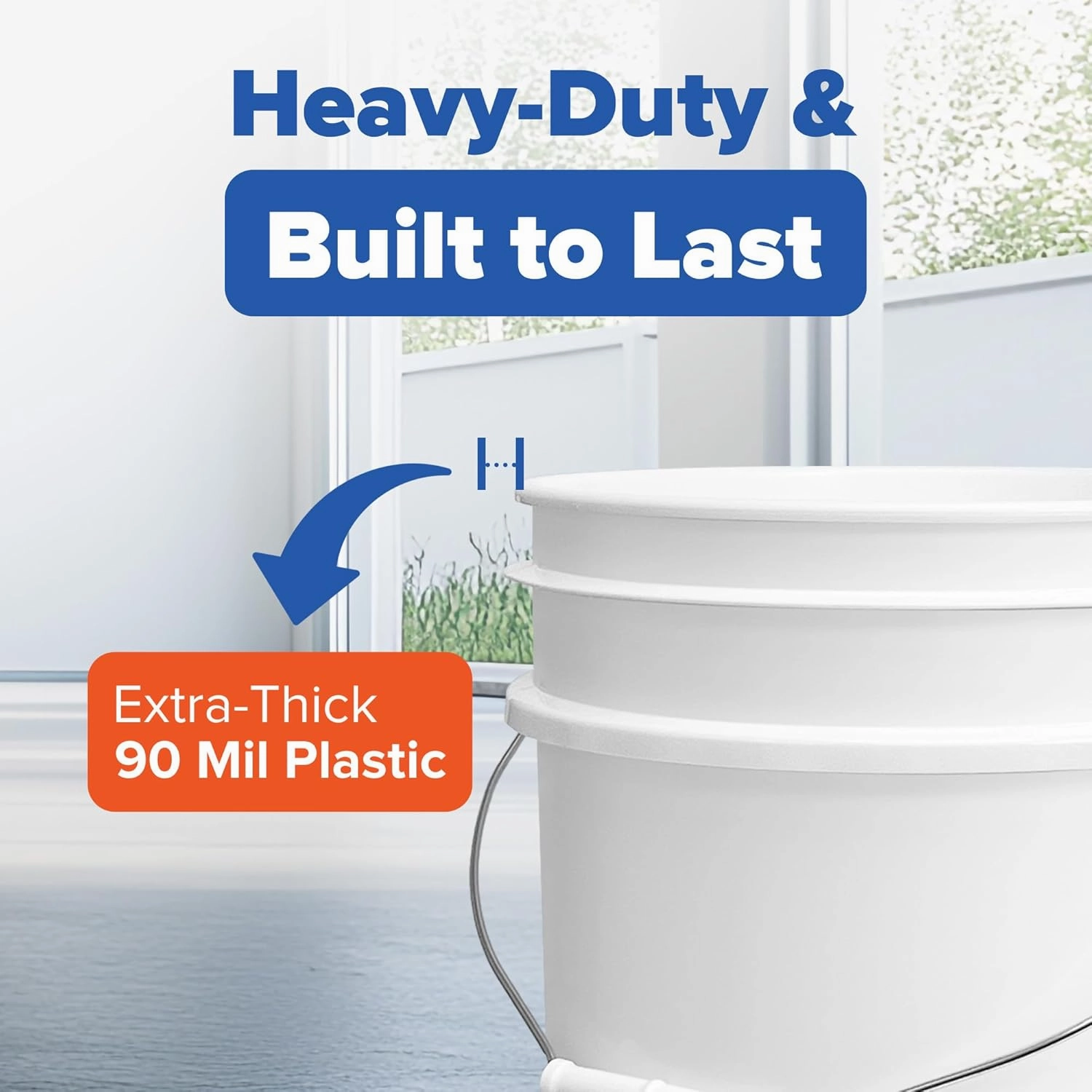 ePackageSupply 5-Gallon Food Grade Plastic Bucket Only | Made in USA | Heavy-Duty 90 Mil HDPE | BPA-Free | Premium Pail | Lid Not Included (White, 60)