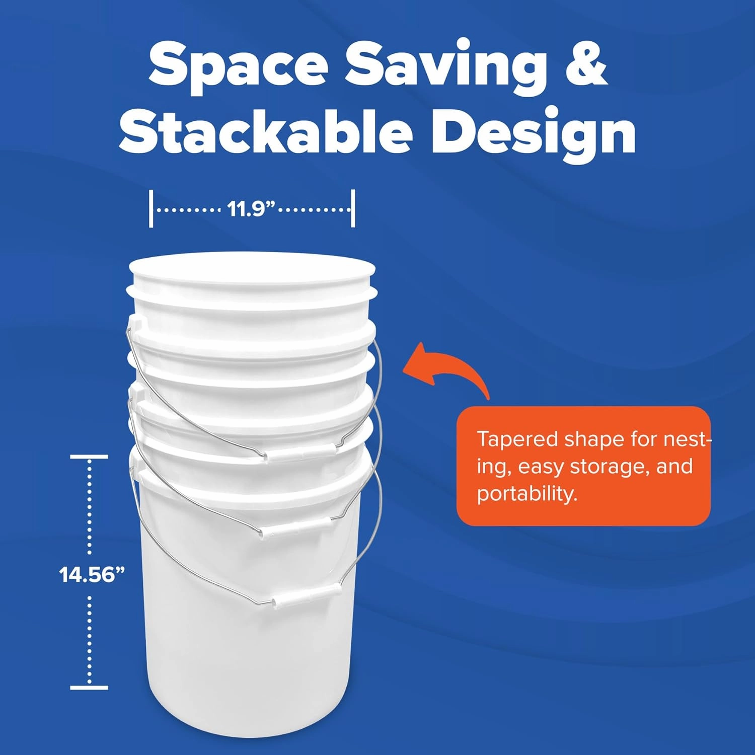 ePackageSupply 5-Gallon Food Grade Plastic Bucket Only | Made in USA | Heavy-Duty 90 Mil HDPE | BPA-Free | Premium Pail | Lid Not Included (White, 60)