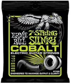 Ernie Ball P02728 Cobalt 7-String Regular Slinky Electric Guitar Strings, 10-56 (2 Pack)