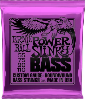Ernie Ball Power Slinky Nickel Wound Bass Guitar Strings, 55-110 Gauge (P02831)