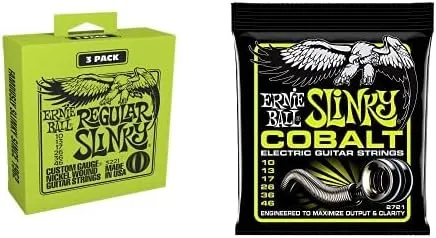 Ernie Ball Regular Slinky Electric Guitar Strings 3-Pack with Cobalt Regular Slinky - 10-46 Gauge