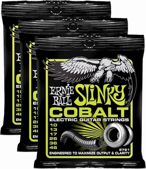 Ernie Ball 2721 Cobalt Regular Slinky Electric Guitar Strings for Maximize Output & Clarity (3-pack)