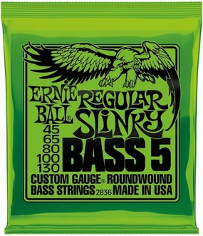 Ernie Ball 5-String Regular Slinky Nickel Wound Bass Guitar Strings, 45-130 Gauge (P02836)