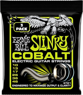 Ernie Ball Regular Slinky Cobalt Electric Guitar Strings 3-pack, 10-46 Gauge (P03721)