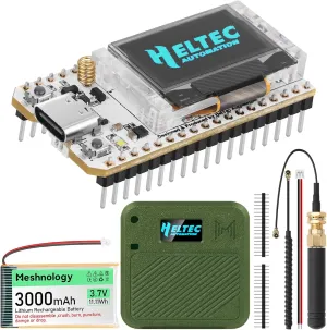 ESP32 LoRa V3 Development Board with 915MHz Antennas   3000mAh Battery   Meshtastic Case, ESP32-S3 SX1262 CP2102 Integrated WiFi Bluetooth OLED Display for Arduino LoRaWAN IOT (N32 Version, Green)