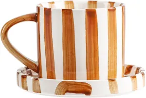 Espresso Cups Ceramic Coffee Mug Series European Striped Dot Coffee Cup and Saucer Mug Cake Plate Afternoon Tea Set Tea Cup and Saucer,B