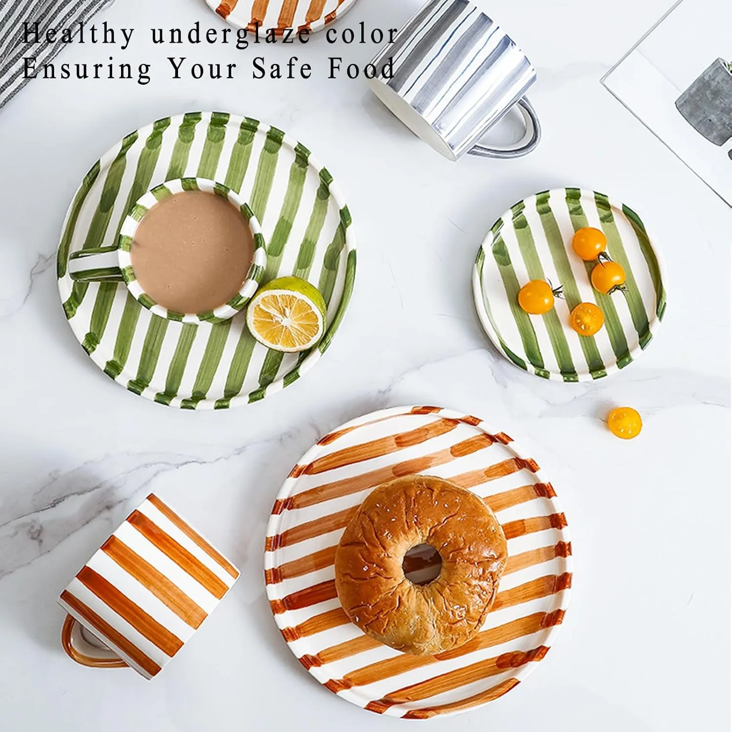 Espresso Cups Ceramic Coffee Mug Series European Striped Dot Coffee Cup and Saucer Mug Cake Plate Afternoon Tea Set Tea Cup and Saucer,B