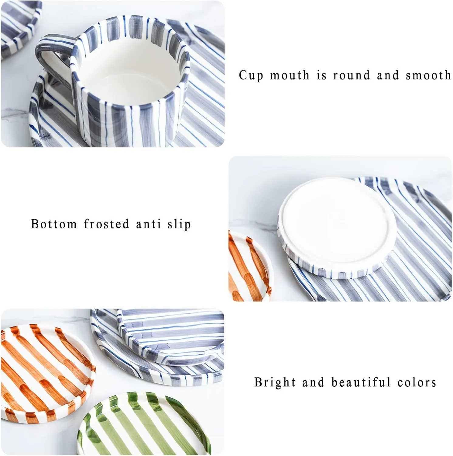 Espresso Cups Ceramic Coffee Mug Series European Striped Dot Coffee Cup and Saucer Mug Cake Plate Afternoon Tea Set Tea Cup and Saucer,B