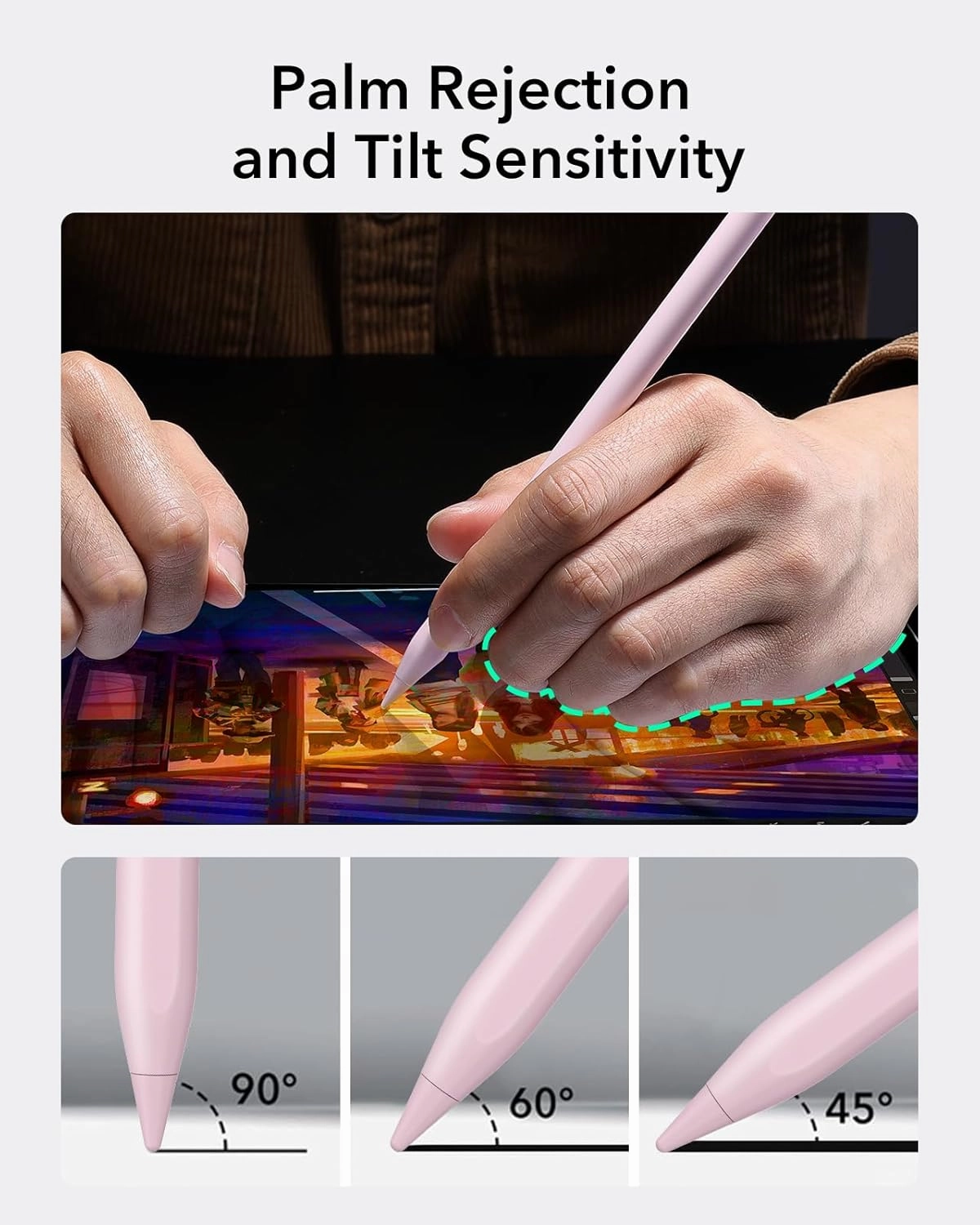 ESR Stylus Pen for iPad 2018-2025, Tilt Sensitivity, Palm Rejection, Compatible with iPad 11th(A16)/10th Generation, iPad Air 11"/13", iPad Pro 11"/12.9"/13", iPad Mini 6/5, Pink