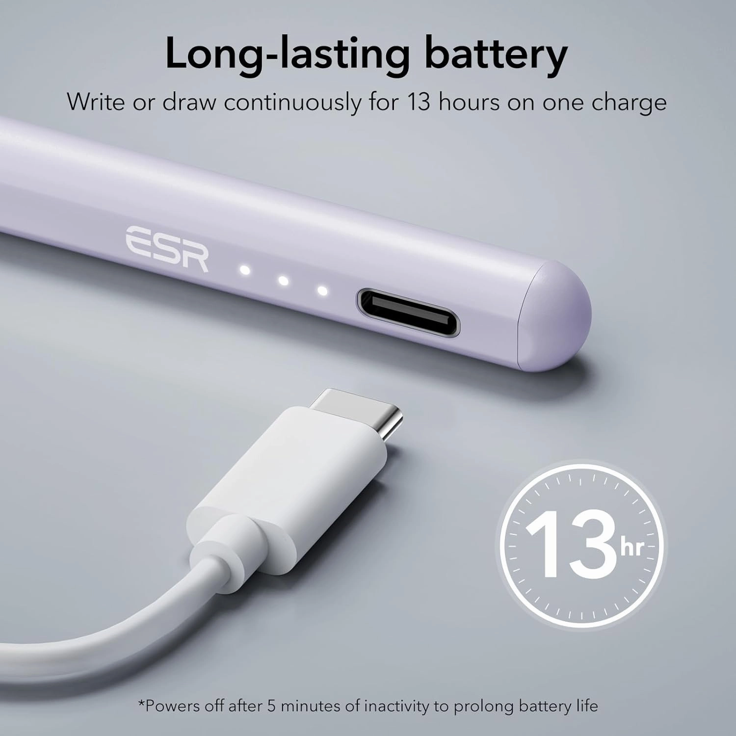 ESR Stylus Pen for iPad 2018-2025, Tilt Sensitivity, Palm Rejection, Compatible with iPad 11th(A16)/10th Generation, iPad Air 11"/13", iPad Pro 11"/12.9"/13", iPad Mini 6/5, Purple