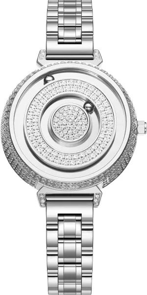 EUTOUR Ladies Watch Wristwatch, Magnetic Watches Fancy Minimalist Unisex Watches Swiss Quartz Watch with Stainless Steel/Leather 36mm dial