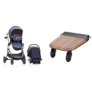 Evenflo Pivot Vizor Travel System with LiteMax Infant Car Seat & Stroller Rider Board for Extra Passenger, Holds Up to 50 Pounds