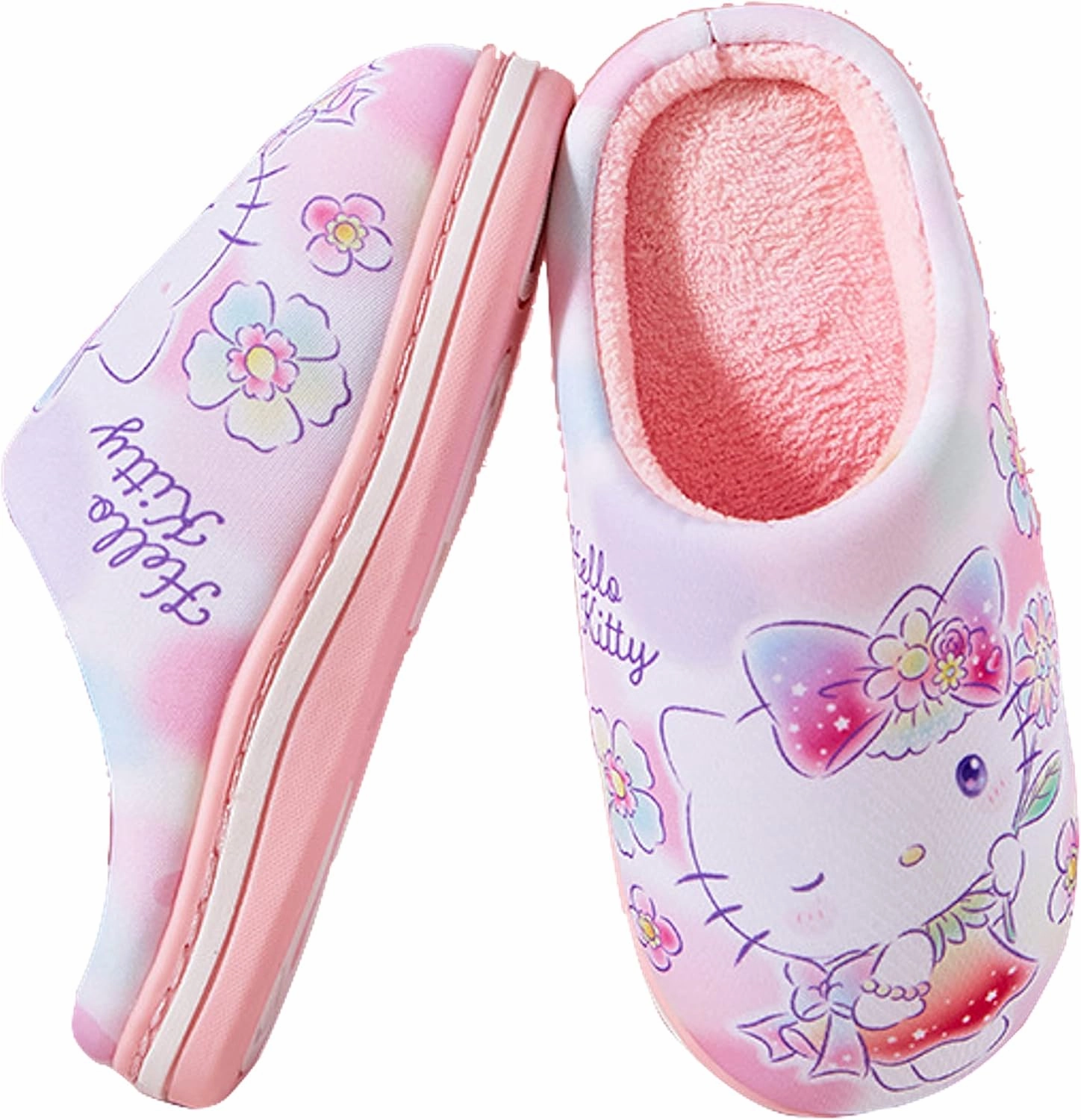 Everyday Delights Hello Kitty Flowers Plush Slippers for Girls Kids Children