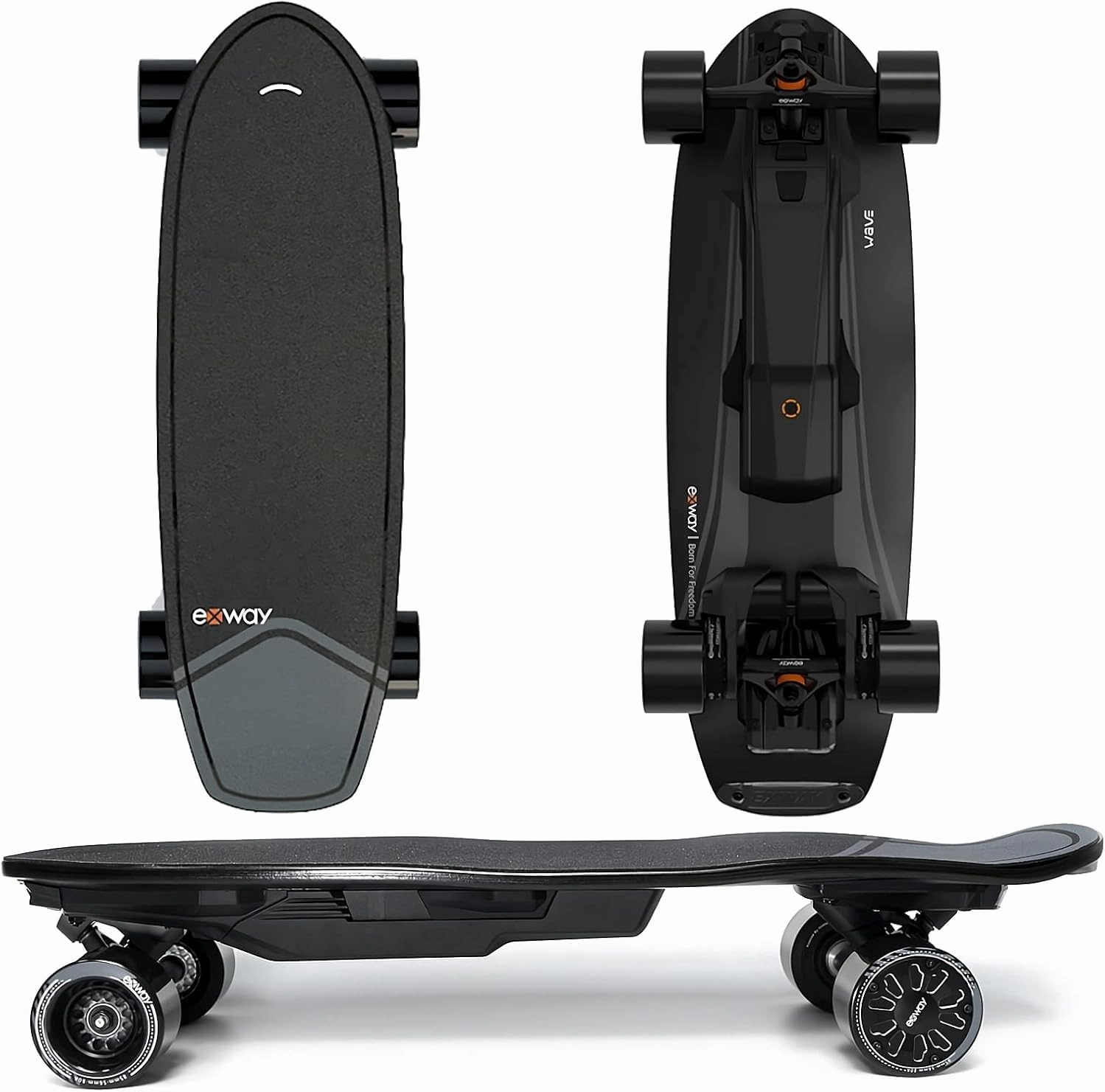 Exway Wave Belt 99Wh Electric Skateboards with Remote, Top Speed of 23 Mph, Quick-Swap Battery, 440 LBS Max Load, IP55 Waterproof, Mini Cruiser for Adults & Teens (W1R)