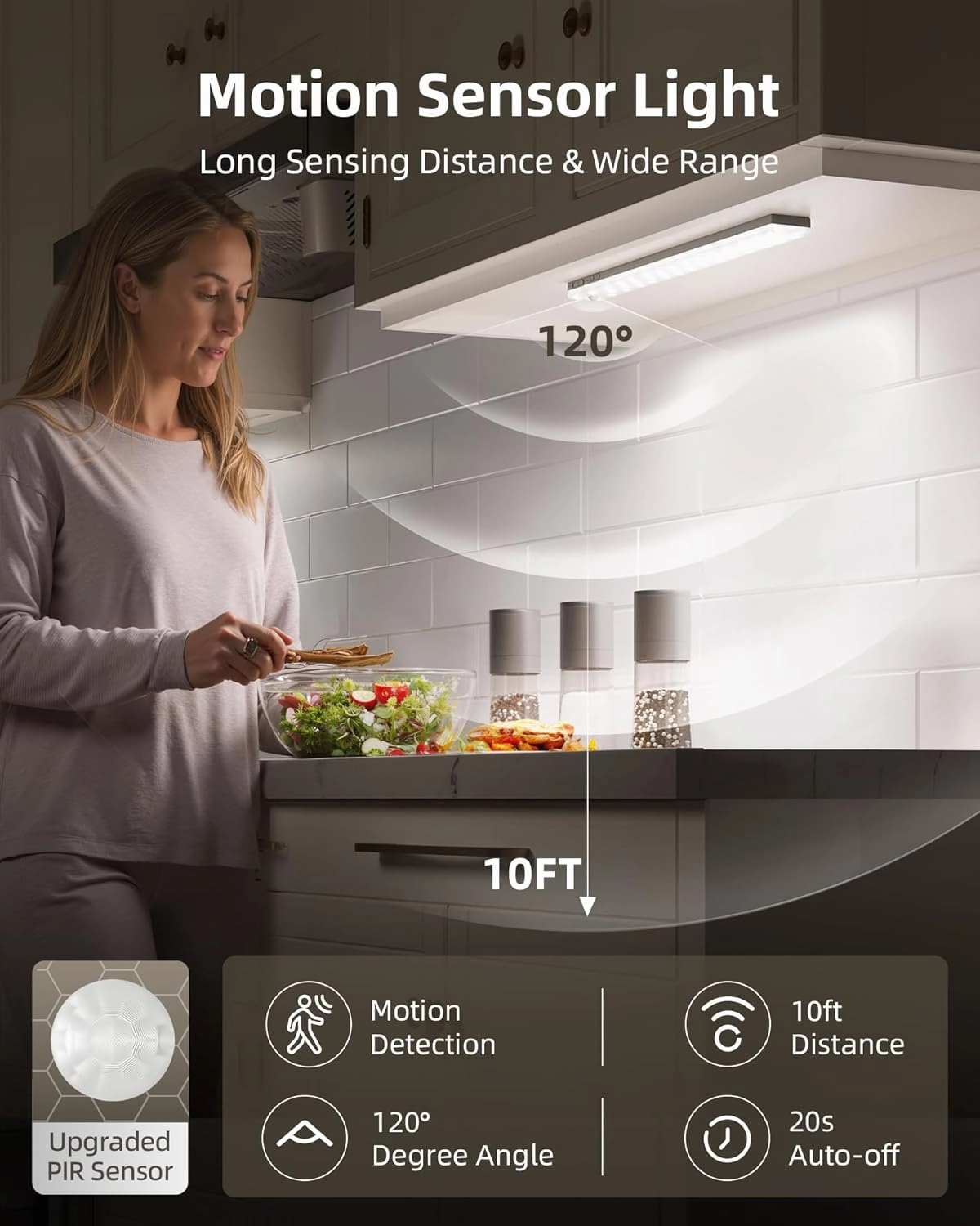 EZVALO 62 LED Under Cabinet Lighting with Charging Station, Rechargeable Motion Sensor Lights, 3 Color Temps, Dimmable Wireless Closet Lights w/Remote for Kitchen, Wardrobe, Pantry- 3 Pack