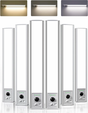 EZVALO Under Cabinet Lighting Wireless, 96 LED Rechargeable Motion Sensor Light Indoor, Under Counter Lights for Kitchen, 3 Color Temps Dimmable Closet Lights with Battery Indicator (6Pack-10inch)