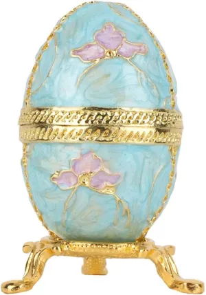 Faberge Egg, Vintage Style Zinc Alloy Hand Painted Enameled Easter Egg, Durable Rich Colors Delicate Elegant Jewelry Organizer Trinket Box Decoration Gift, Necklace, Trinkets, default